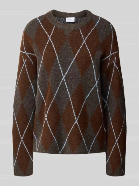 Sweter z dzianiny we wzór na całej powierzchni model argyle' Vila