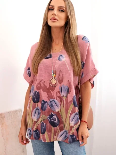 Cămașă Kesi Włoski cu model floral roz