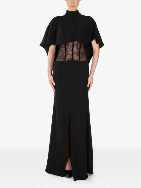 Rochie maxi Araftu din dantelă de costum negru