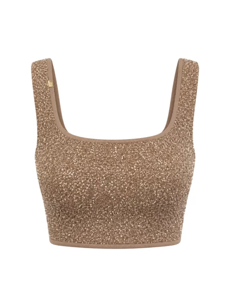 Top Elisabetta Franchi skórzany brązowy
