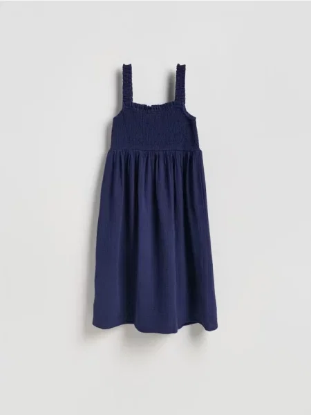 Reserved Muślinowa sukienka midi granatowy