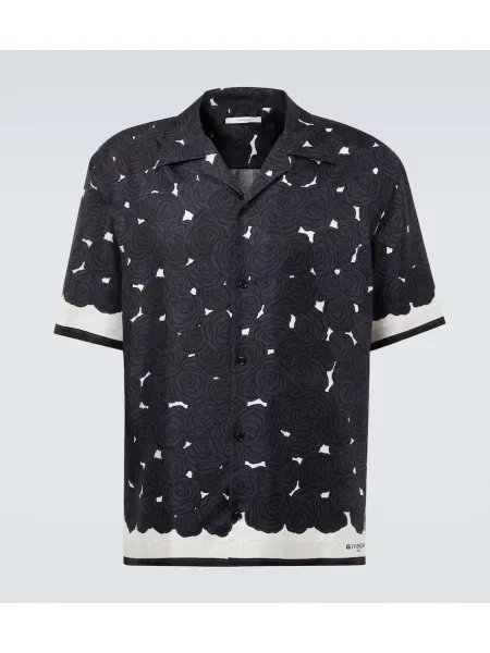 Cămașă Givenchy de mătase cu model floral albastru