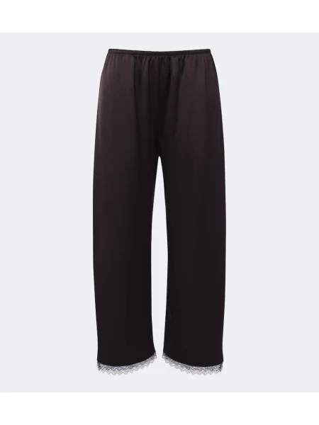 Pantaloni Leset din satin maro