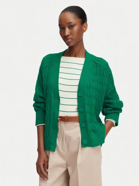 Tommy Hilfiger kardigan za žene od pamuka zelena