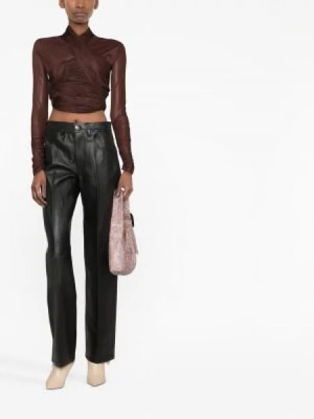 Iš natūralios odos kelnės Alexander Wang juoda