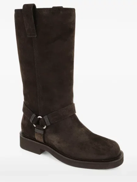Botine Brunello Cucinelli din piele de căprioară maro
