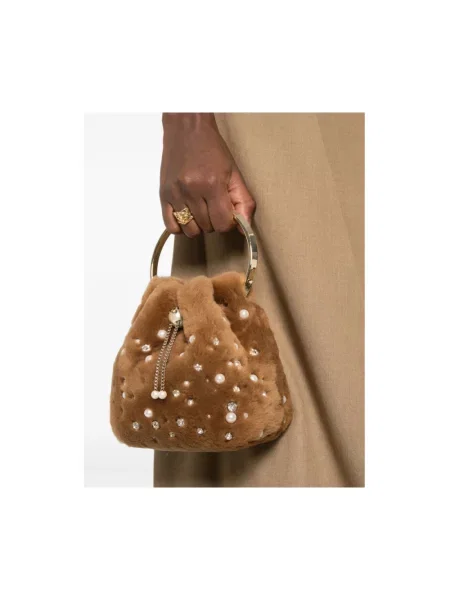 Kapelusz Jimmy Choo skórzany brązowy