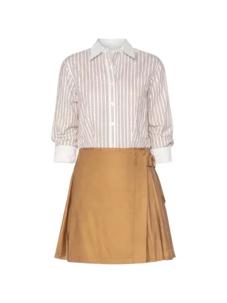 Sukienka mini Simkhai w paski plisowana garniturowa biała