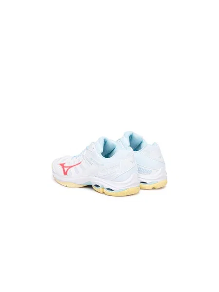 Női röplabda cipő Mizuno Wave Voltage 2 fehér/calypso coral/pale banán. Méret: 41 EU narancsszínű
