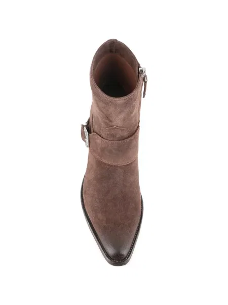 Botine Sartore din piele de căprioară cu cataramă maro