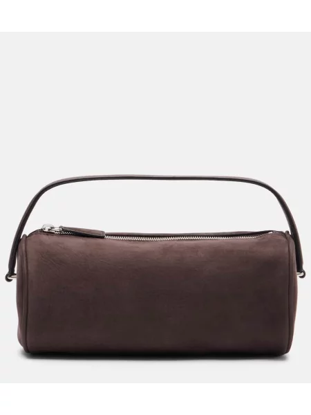 Geantă The Row din piele de căprioară maro