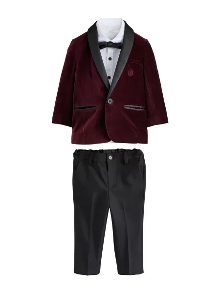 Next Costum roșu burgundy / negru alb