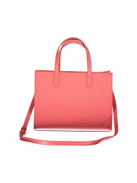 Lniana shopperka Valentino By Mario Valentino różowa