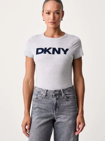 DKNY tričko s bavlnou šedé