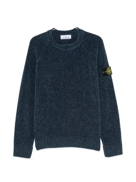 Pulover Stone Island cu decolteu rotund cu strasuri albastru