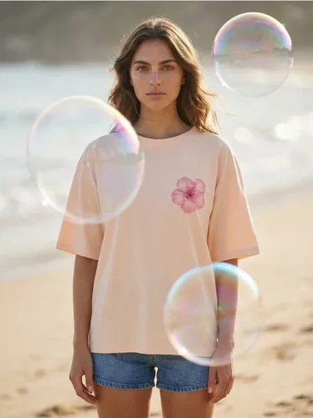 Футболка з квітковим візерунком пшеничний