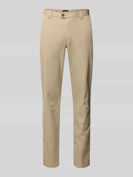 Spodnie materiałowe w kroju slim fit z tylnymi model WOOD' Cinque beżowe