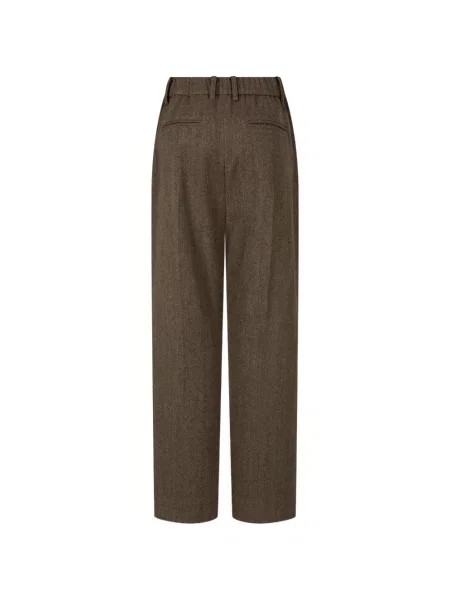 Pantaloni Tomboy cu model herringbone maro