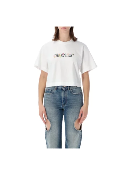 Koszulka Off-white o skróconej długości biała