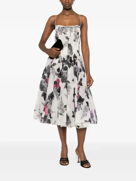 Rochie midi Roberto Cavalli cu model floral cu imagine alb