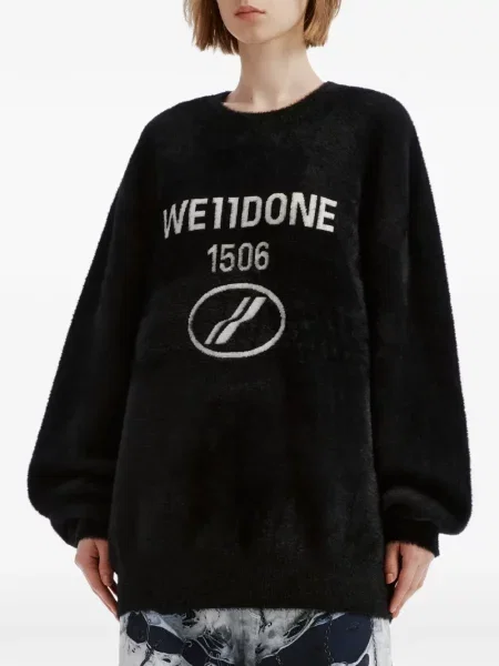 Pulover We11done cu autograf negru