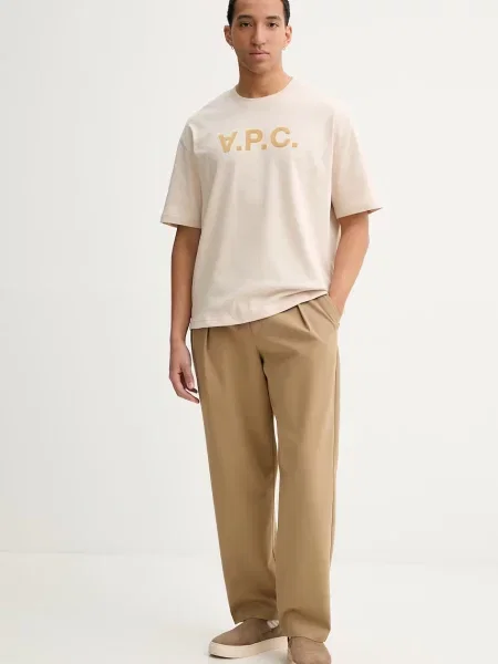 A.P.C. t-shirt T-SHIRT AMPLE MANCHES COURTES VPC beżowa