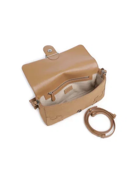 Semišová crossbody kabelka Pinko béžová