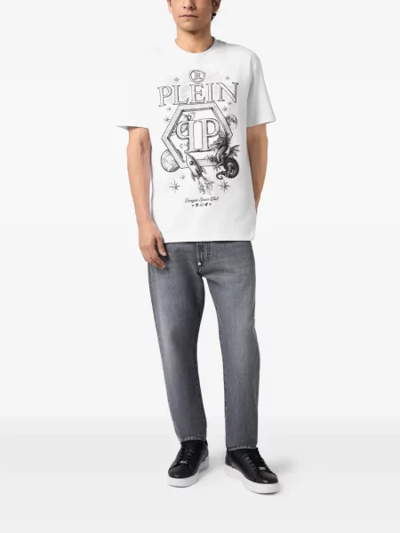 Tricou Philipp Plein cu imagine alb