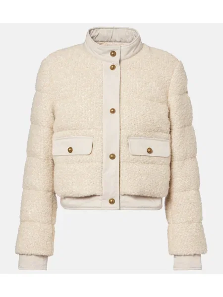 Kurtka puchowa Moncler tweedowa beżowa