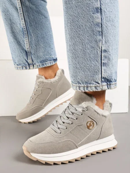 Sneakers călduros pe platforma Appopis gri