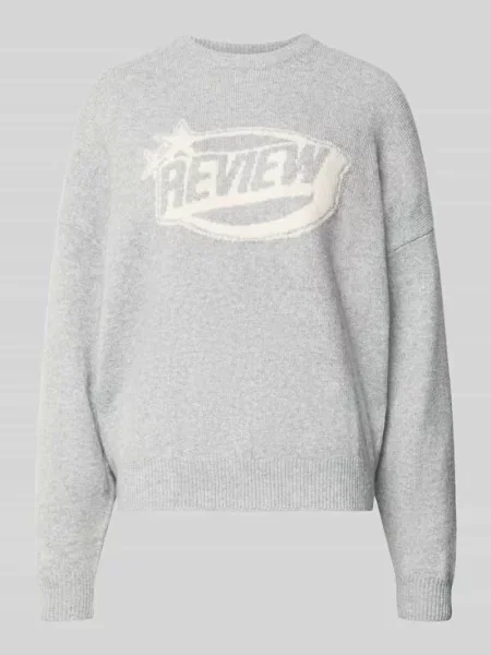 Sweter z dzianiny z nadrukiem z logo Review