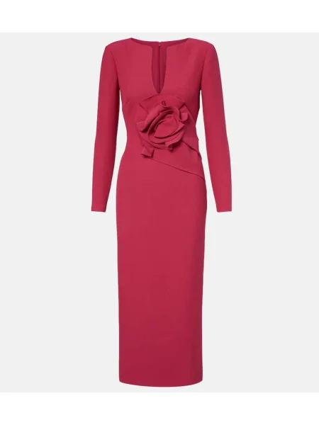 Rochie midi Roland Mouret cu model floral până la genunchi de costum roz