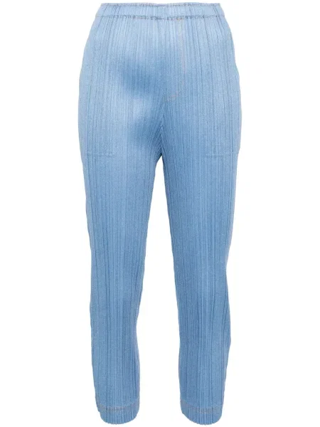 Pantaloni Pleats Please Issey Miyake plisate albastru