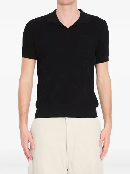 Tricou Roberto Collina cu buzunare aplicate cu nervuri negru