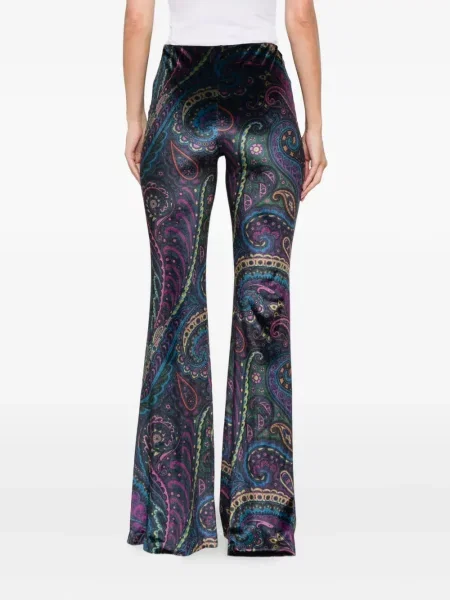 Pantaloni Etro de catifea cu imagine cu model paisley albastru