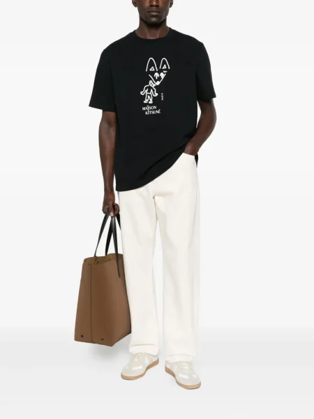 Tričko Maison Kitsuné s potiskem černé