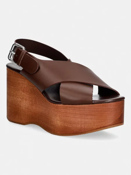 Weekend Max Mara sandale din piele Wkaangio maro