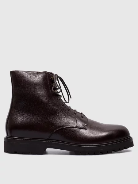 Шкіряні черевики на хутрі Brunello Cucinelli коричневі