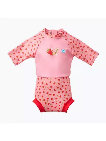 Kombinezon UPF dziecięcy Splash About Happy Nappy strawberry field różowy