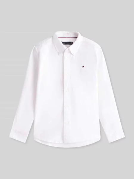 Koszula o kroju regular fit z mieszanki bawełny z wyhaftowanym logo Tommy Hilfiger biała