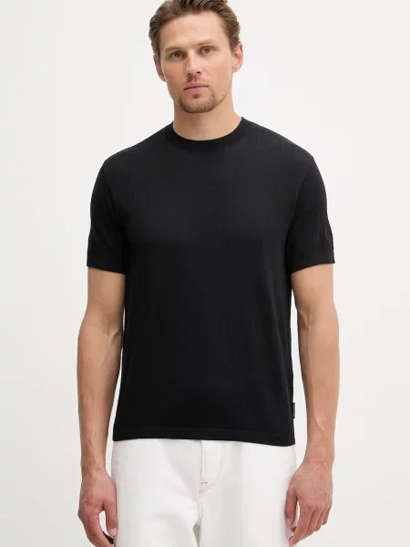 Bluzka z dzianiny z okrągłym dekoltem Armani Exchange