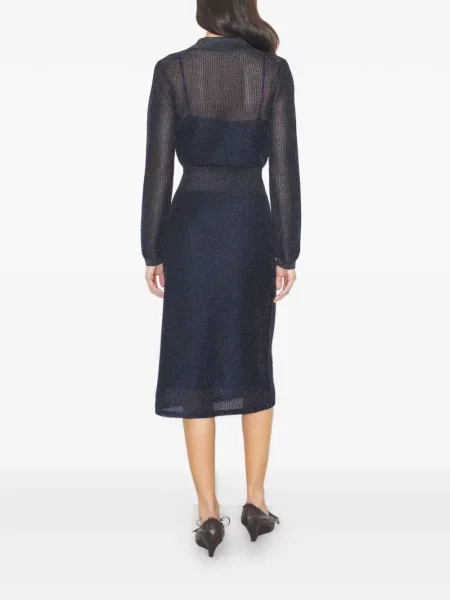Kostiumas apykaklė midi suknelė Tory Burch iki kelių mėlyna