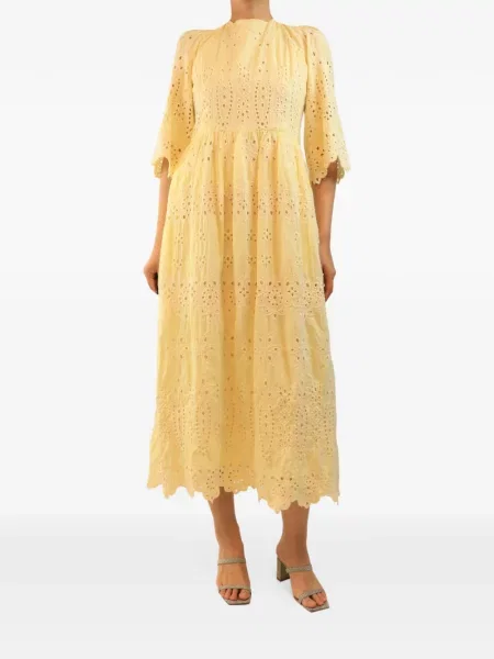 Rochie midi Borgo De Nor cu broderie galben