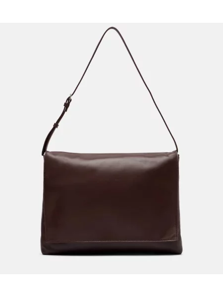 Geanta de piele The Row din piele maro