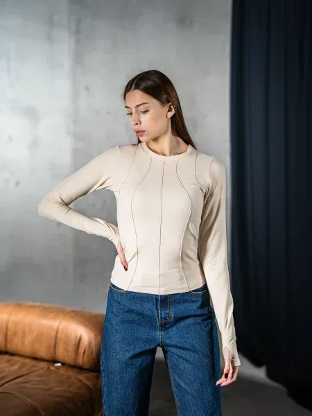 Лонгслів TeamV бежевий