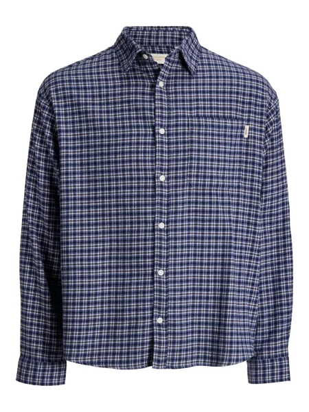 JACK & JONES Košile JORFREDERIKSBERG marine modrá / námořnická modř bílá