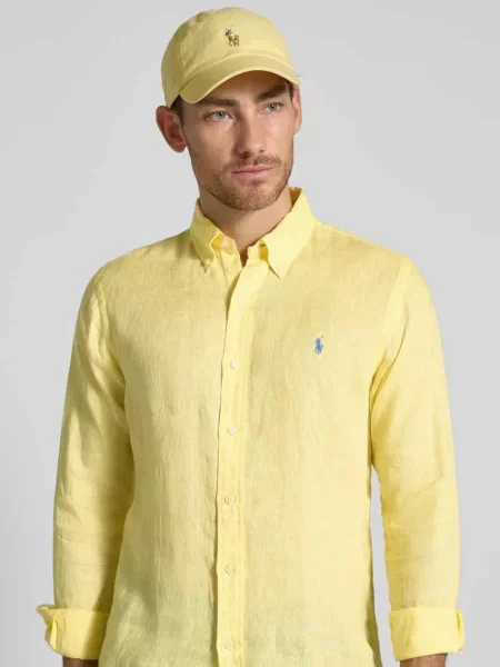 Lniana koszula Polo Ralph Lauren żółta