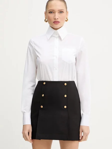 Karl Lagerfeld cămașă din amestec de bluză standard pentru femei cu guler clasic albă