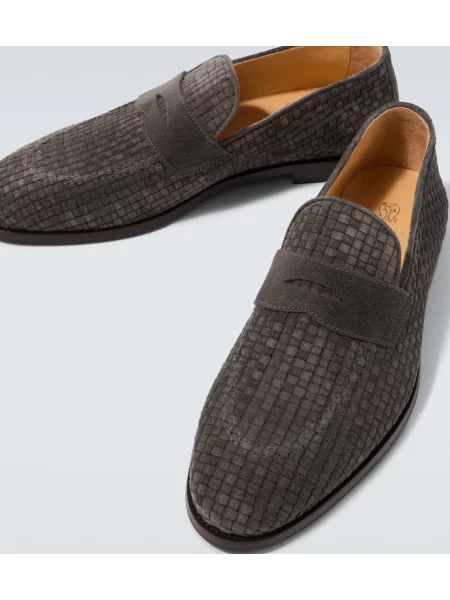 Pantofi loafer Brunello Cucinelli din piele de căprioară gri