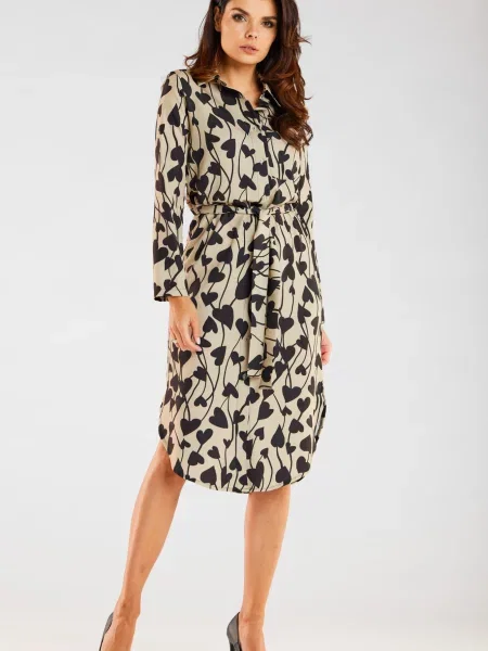 Рокля тип риза Awama кафяво